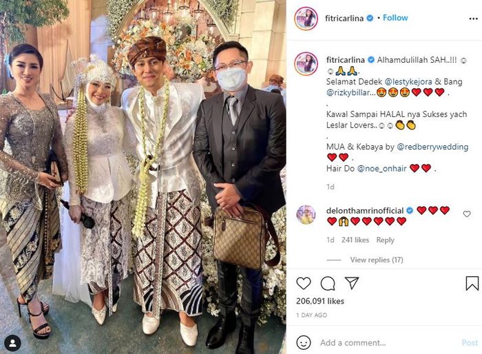 Fitri Carlina dan sang suami hadiri pernikahan <a href='https://medan.tribunnews.com/tag/lesti-kejora' title='Lesti&nbsp;Kejora'>Lesti&nbsp;Kejora</a> dan <a href='https://medan.tribunnews.com/tag/rizky-billar' title='Rizky&nbsp;Billar'>Rizky&nbsp;Billar</a>