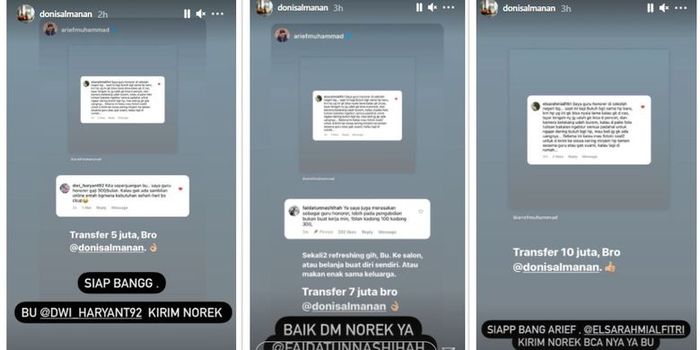 Tangkapan layar Instagram ikoy-ikoyan oleh Doni Salmanan dan Arief Muhammad.