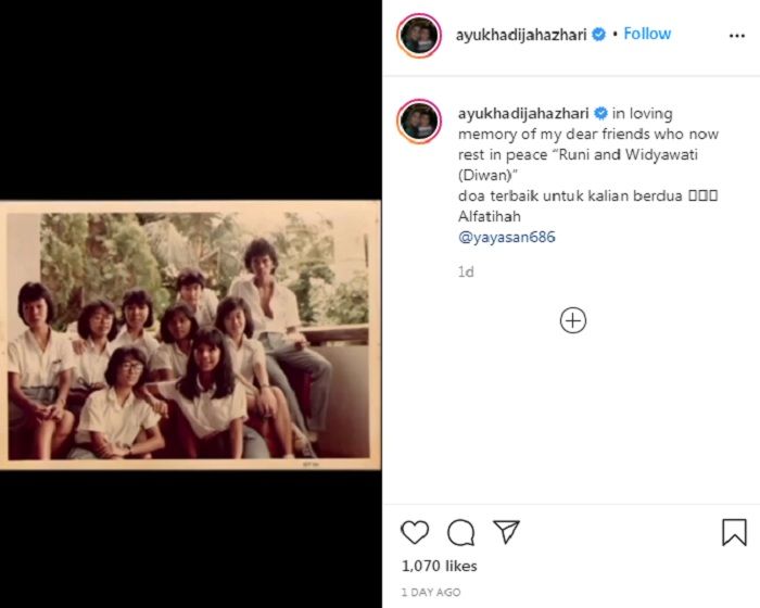 Foto jadul <a href='https://manado.tribunnews.com/tag/ayu-azhari' title='Ayu Azhari'>Ayu Azhari</a> semasa SMA