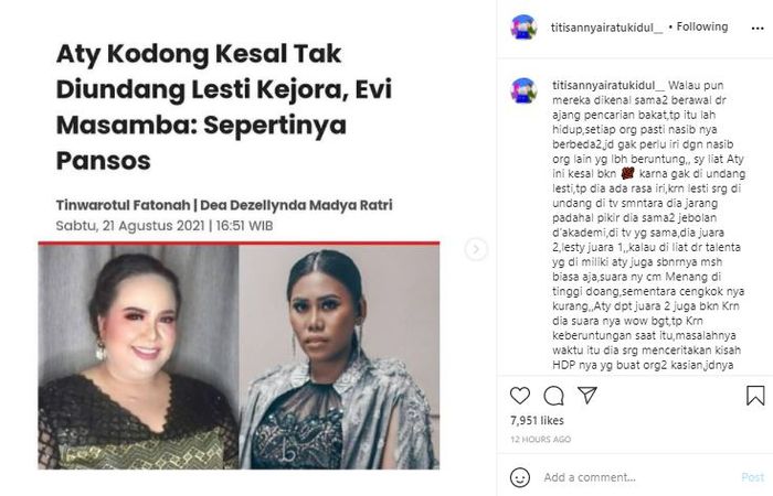 Titisan Nyai Ratu Kidul terawang perkara Aty Kodong dan Lesti Kejora
 