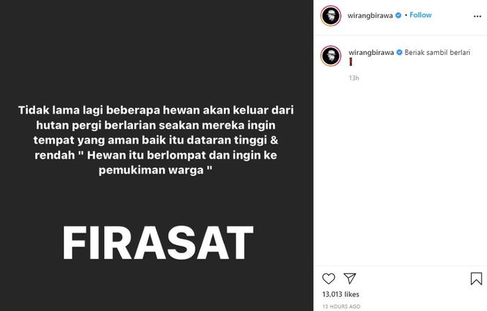 Firasat <a href='https://medan.tribunnews.com/tag/wirang-birawa' title='Wirang Birawa'>Wirang Birawa</a> soal hal mengerikan yang akan terjadi dalam waktu dekat ini