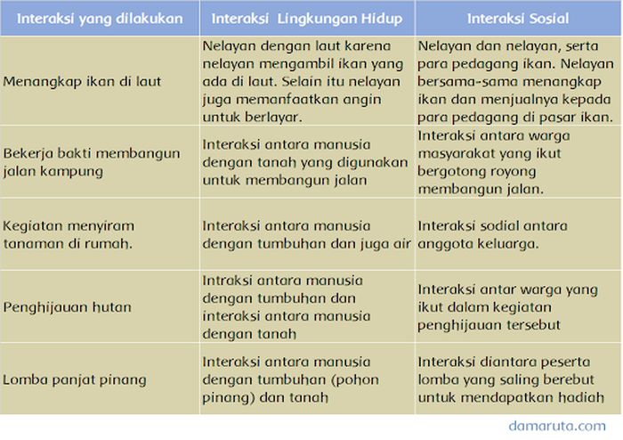 Sebutkan contoh interaksi manusia dengan lingkungan sekitar