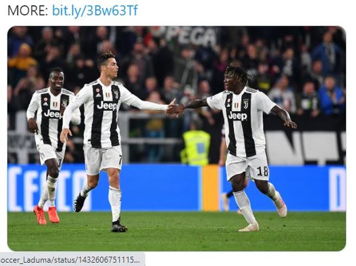 Cristiano Ronaldo (kiri) dan Moise Kean (kanan) saat masih sama-sama memperkuat Juventus.
