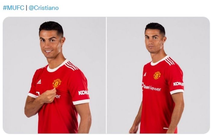 Cristiano Ronaldo dalam balutan seragam Manchester United.