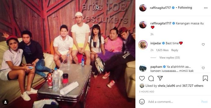 Raffi Ahmad unggah foto lawas bersama para sahabatnya