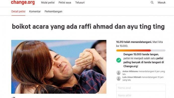 Petisi boikot Ayu Ting Ting dan Raffi Ahmad