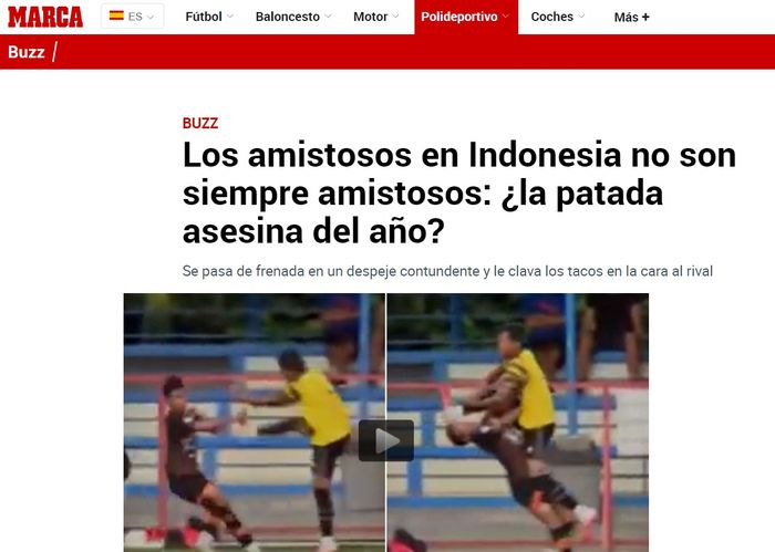 Media Spanyol, Marca, mengungkit insiden memalukan yang dilakukan oleh pemain AHHA PS Pati FC, Syaiful Indra Cahya.