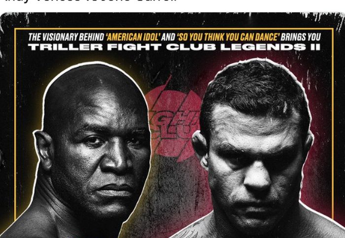 Poster pertandingan tinju antara Evander Holyfield vs Vitor Belfort yang akan digelar di Florida, Amerika Serikat, Sabtu (11/9/2021).