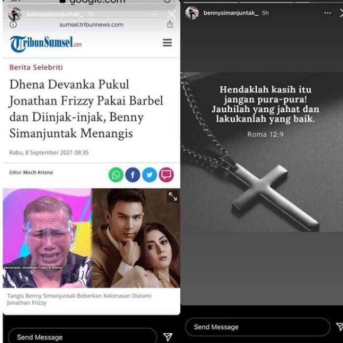Posting-an Benny Simanjuntak yang diduga benarkan isu Jonathan Frizzy dipukul Dhena Devanka