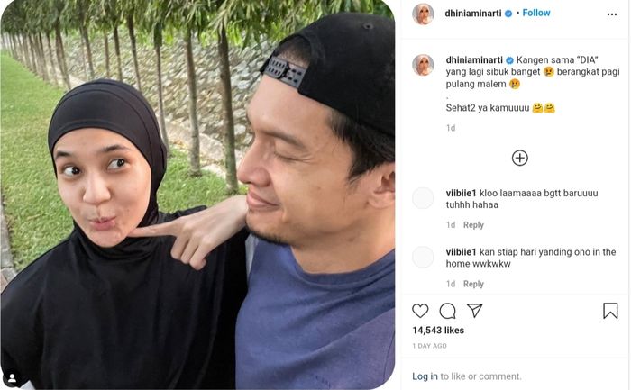 Dhini Aminarti dan Dimas Seto (Instagram/dhiniaminarti)