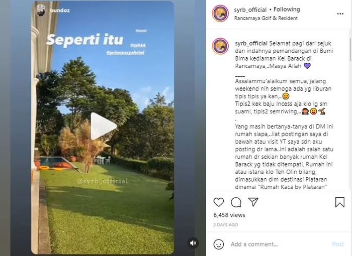 Teras belakang di rumah artis Syahrini dan Reino Barack