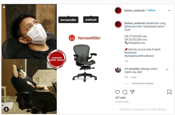 Harga kursi milik Ariel NOAH yang bikin melongo.