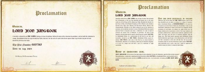 Sertifikat tanah yang dibeli Arci Munoz atas nama 'Lord Jeon Jungkook'