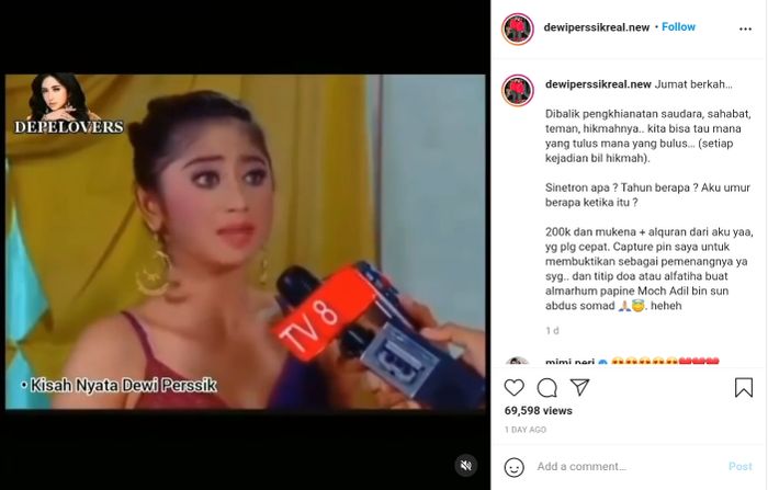 Unggahan Dewi Perssik