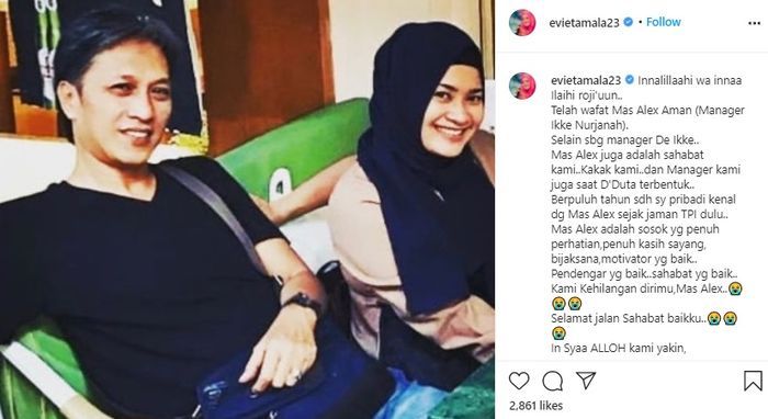 Evie Tamala membawa kabar duka