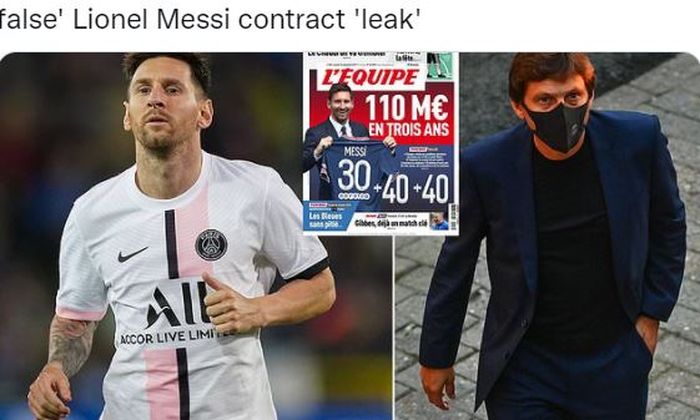Megabintang timnas Argentina, Lionel Messi, dan Direktur Olahraga PSG, Leonardo.