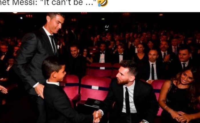 Anak Cristiano Ronaldo sempat tak percaya bahwa dirinya bertemu Lionel Messi karena sang megabintang berpostur pendek.
