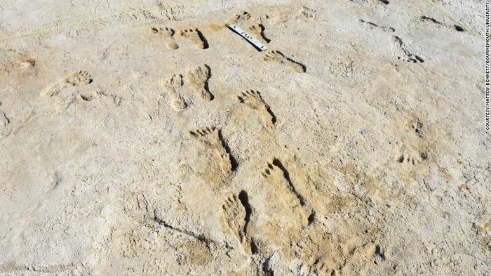 fossilized human footprints found in North America