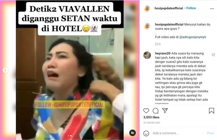 Detik-detik Via Vallen dengar suara misterius di hotel