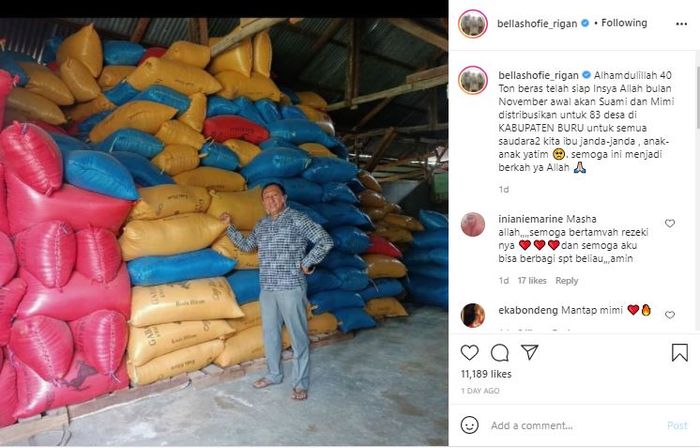 Bantuan sembako dari Bella Shofie untuk para janda