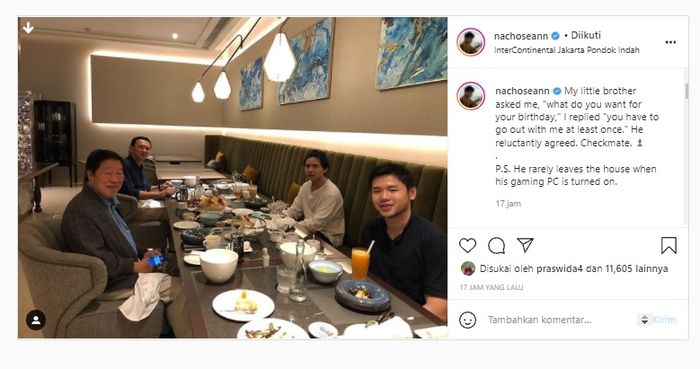 Unggahan Instagram Nicholas Sean