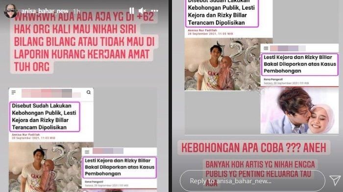 Anisa Bahar bereaksi soal kabar Lesti Kejora dan Rizky Billar akan dilaporkan ke polisi karena telah melakukan kebohongan soal pernikahan mereka.