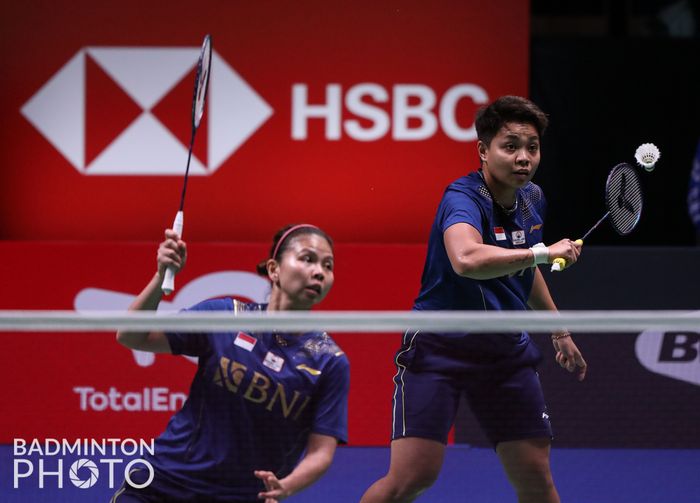 Pasangan ganda putri Indonesia, Greysia Polii/Apriyani Rahayu, pada laga terakhir Grup C Sudirman Cup 2021 di Energia Areena, Vantaa, Finlandia, Rabu (29/9/2021).