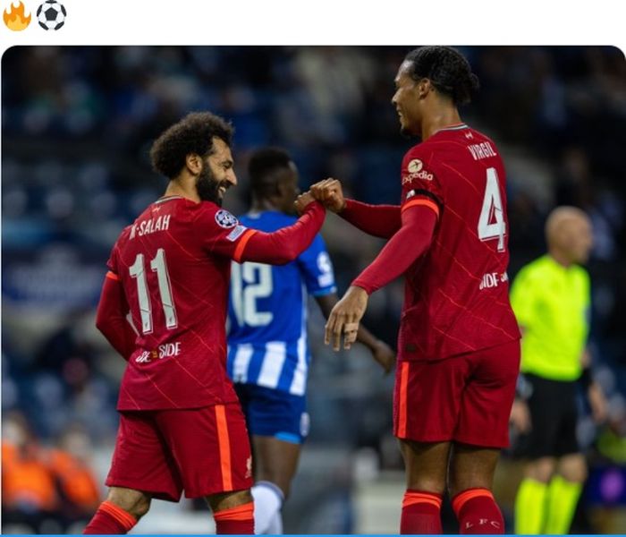 Pemain Liverpool, Mohamed Salah dan Virgil van Dijk.