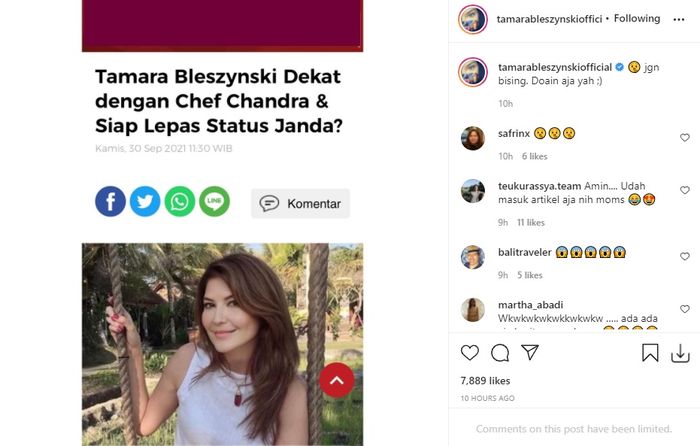 Unggahan Tamara Bleszynski