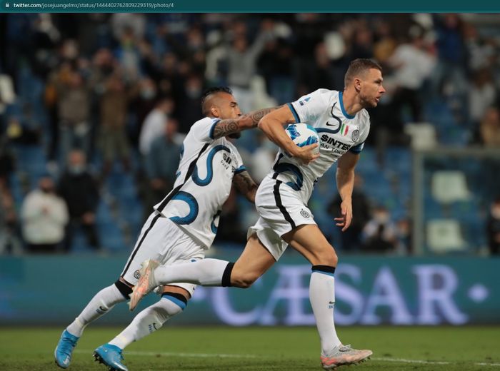Momen Edin Dzeko sukses mencetak gol penyeimbang bagi Inter Milan saat bersua Sassuolo pada laga pekan ketujuh Liga Italia 2021-2022.