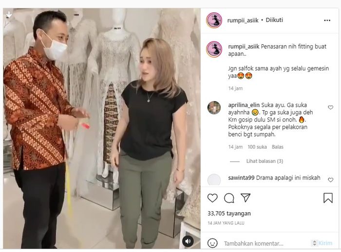 Ayu Ting Ting saat mengukur kebaya pengantin (Instagram)