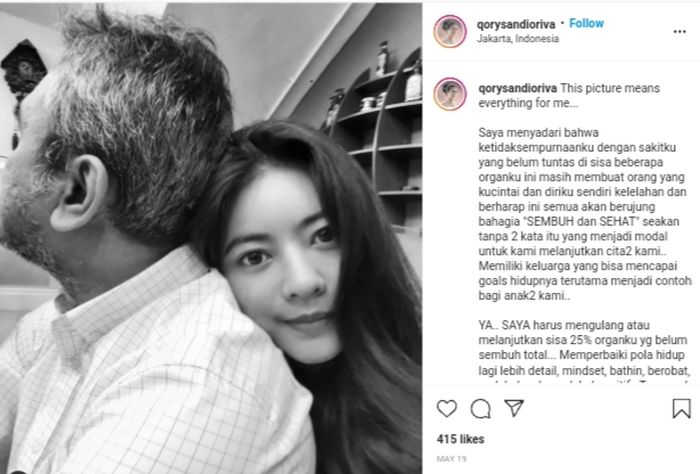 Unggahan Qory saat bersama suami barunya