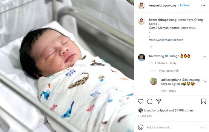 Baim Wong mengaku bahwa hobi Paula menonton drama korea saat hamil berpengaruh pada wajah anak keduanya.
