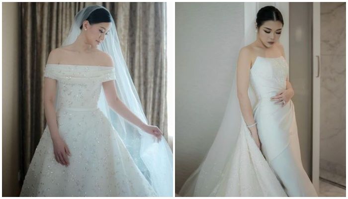 Gaun pengantin racangan desainer Hian Tjen. 