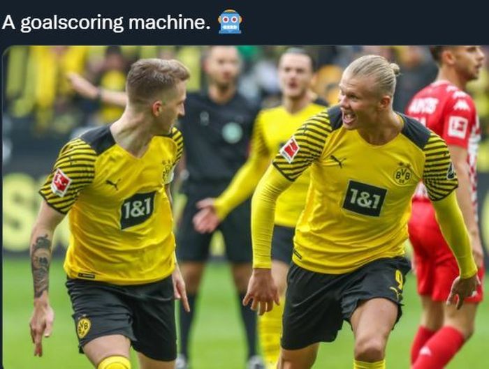 Bomber Borussia Dortmund, Erling Haaland (kanan).