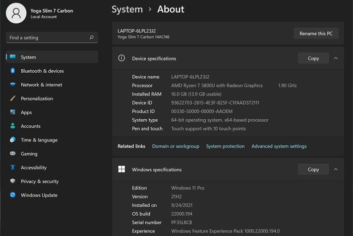 Unit Lenovo Yoga Slim 7 Carbon yang dicoba menggunakan prosesor AMD Ryzen 7 5800U dan memori utama 16 GB; sewajarnya memberikan kinerja yang baik.