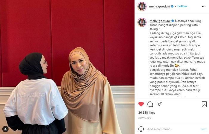 Melly Goeslaw singgung soal adab para seleb muda yang menurutnya sudah di luar batas