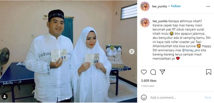 Yunita Lestari bernostalgia momen pernikahannya dengan Haney Ariska pasca bercerai dari Daus Mini.
 