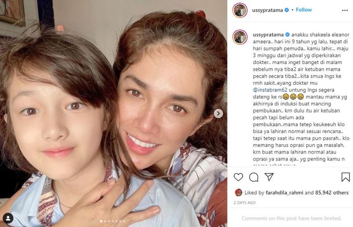 Ussy Sulistiawaty ceritakan perjuangannya melahirkan putri pertamanya dan Andhika Pratama, Shakeela Eleanor