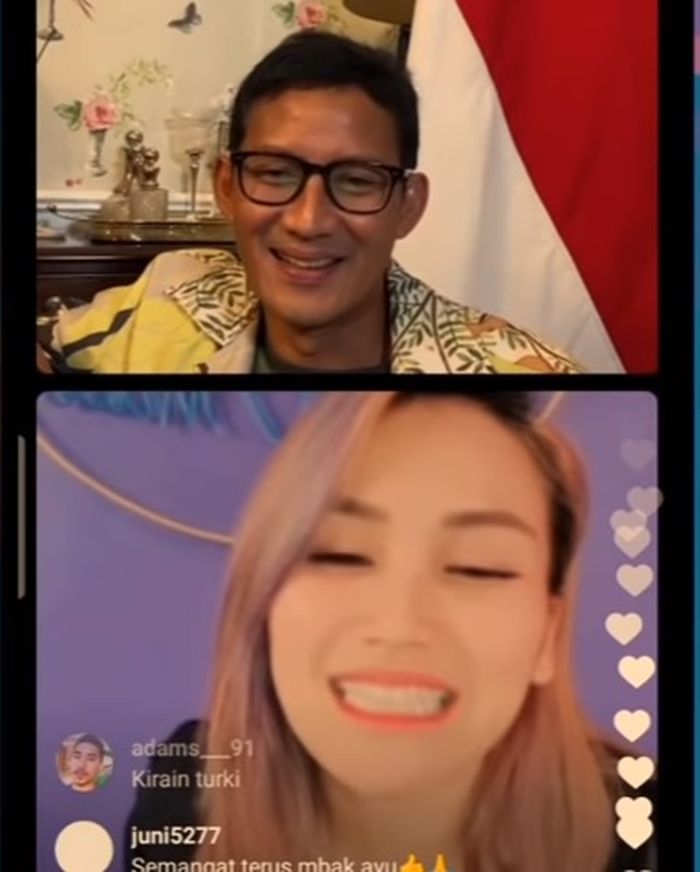 Perbincangan Sandiaga Uno dan Ayu Ting Ting yang mengaku ingin tinggal di London.