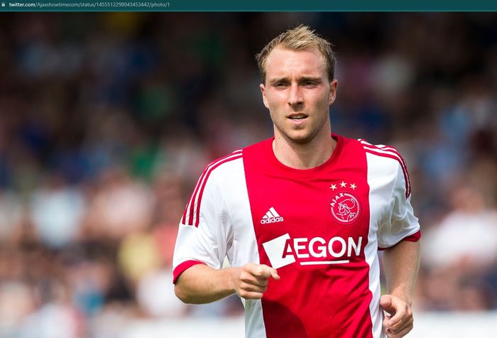 Christian Eriksen semasa masih membela Ajax Amsterdam.