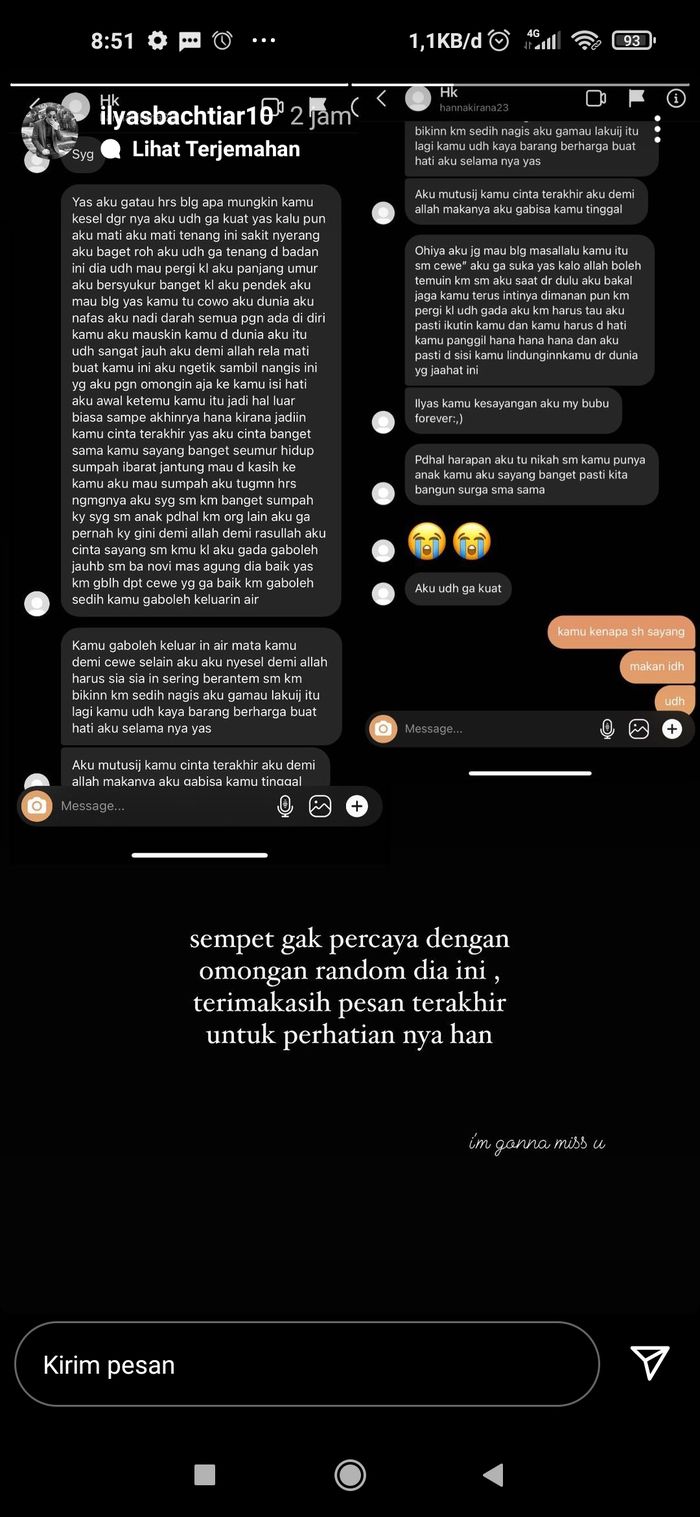 Dalam percakapannya dengan Ilyas Bachtiar, Hanna Kirana mengeluhkan sudah tak kuat lagi untuk hidup.