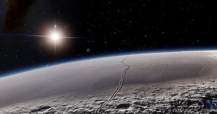 Tampilan seniman dari planet ekstrasurya, dengan bintangnya di latar belakang. Sejauh ini, para astronom telah menemukan ribuan eksoplanet yang mengorbit bintang lain di galaksi kita, Bimasakti.