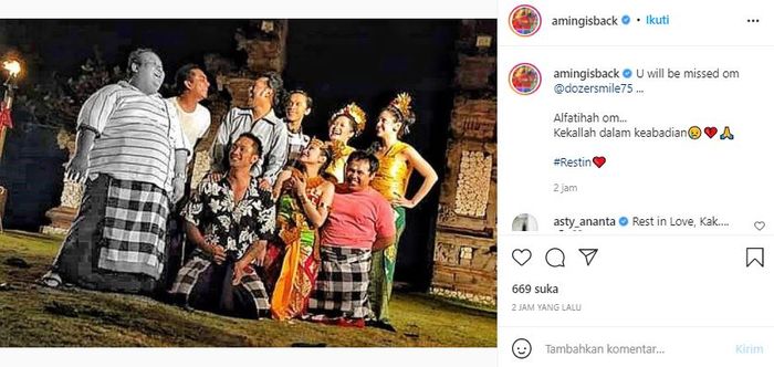 Aming ucap duka atas kepergian sahabatnya, Rony Dozer.