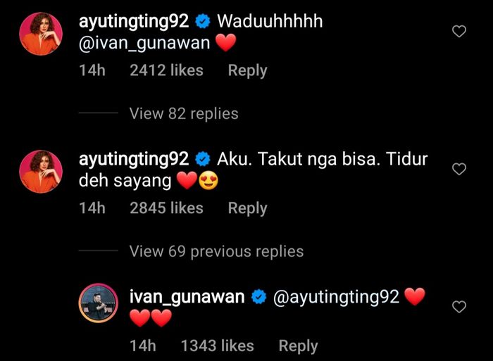 Komentar Ayu Ting Ting di posting-an Ivan Gunawan