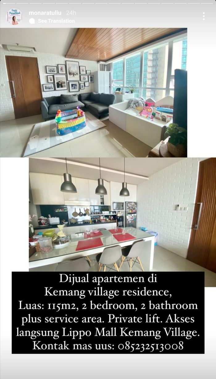 Ruang keluarga dan ruang makan di rumah Mona Ratuliu dan Indra Brasco