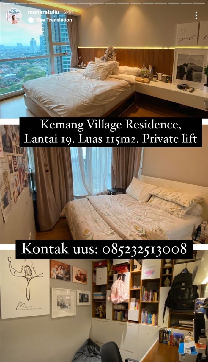 Kamar tidur dan ruang kerja di rumah Mona Ratuliu dan Indra Brasco