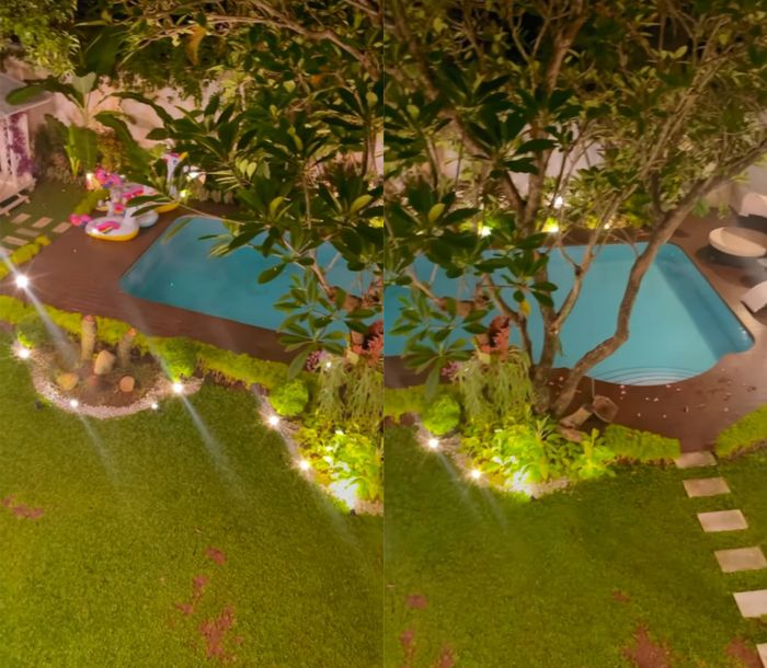 Potret halaman belakang di rumah artis Tasyi Athasyia.