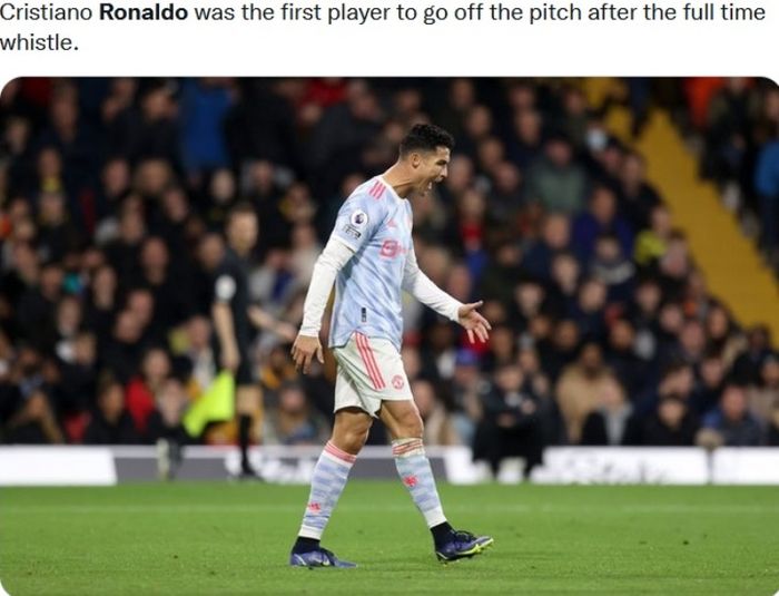 Ekspresi Cristiano Ronaldo usai Manchester United dikalahkan Watford di Vicarage Road.