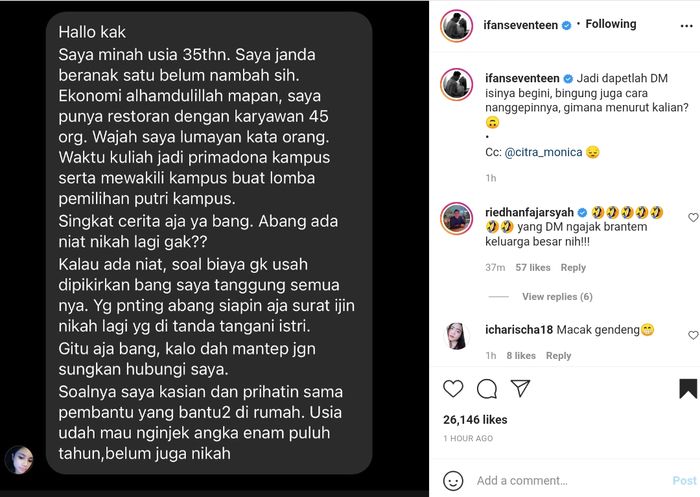 Ifan Seventeen diajak poligami
